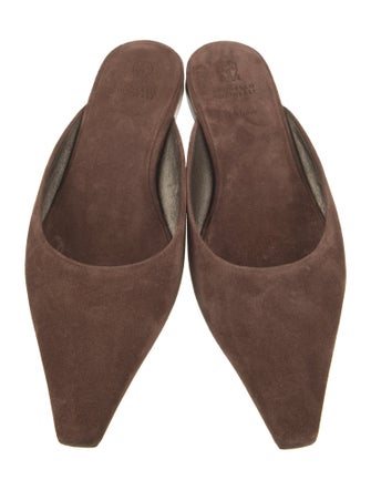 Brunello Cucinelli Suede Leather Trim Embellishment Mules