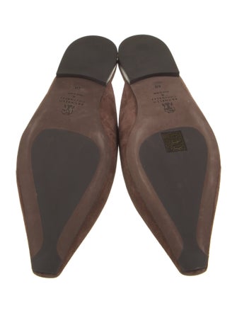 Brunello Cucinelli Suede Leather Trim Embellishment Mules