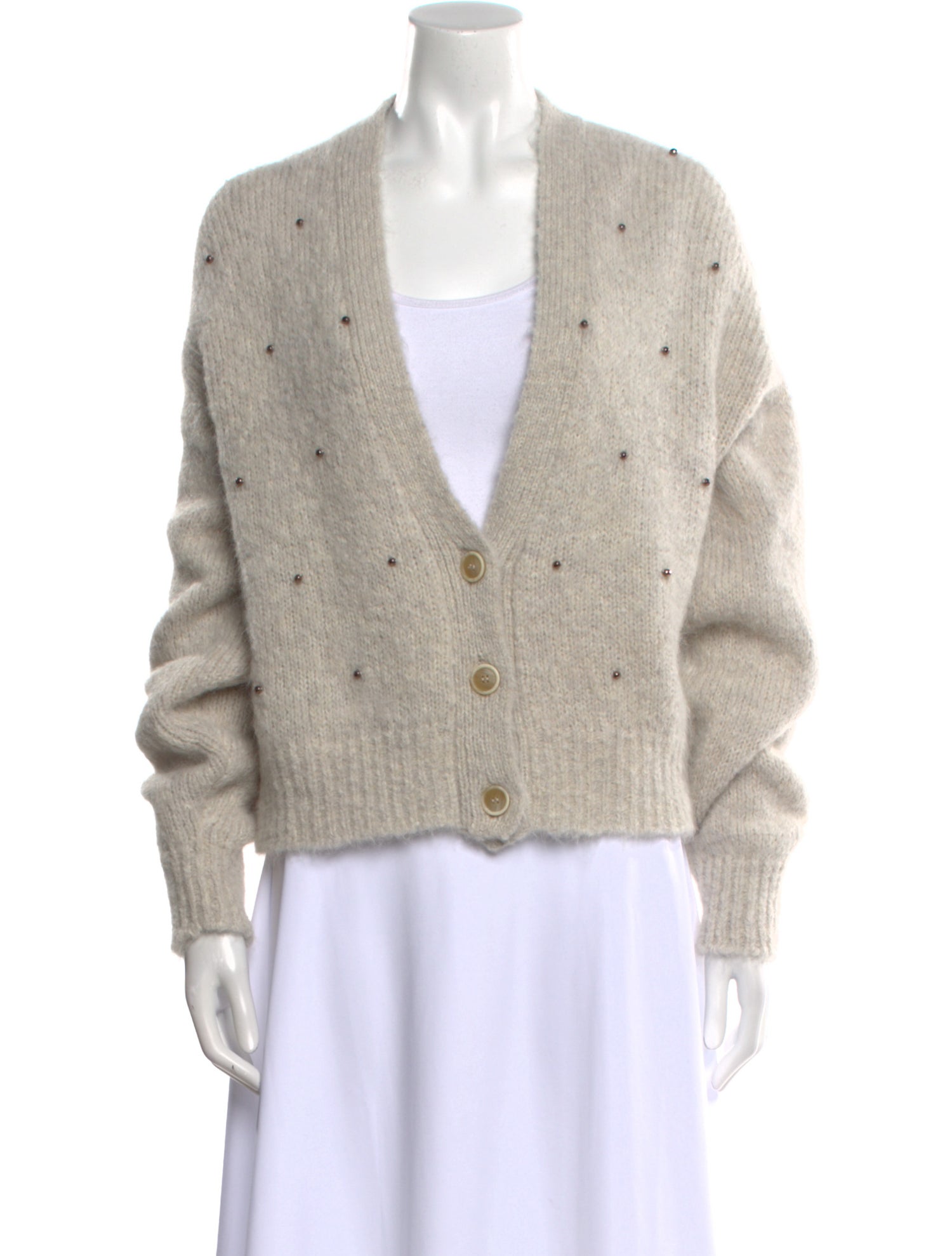 Brunello Cucinelli Alpaca Plunge Neckline Sweater w/ Tags