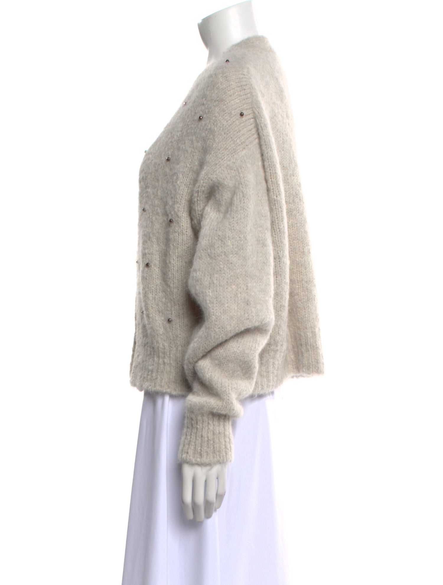 Brunello Cucinelli Alpaca Plunge Neckline Sweater w/ Tags