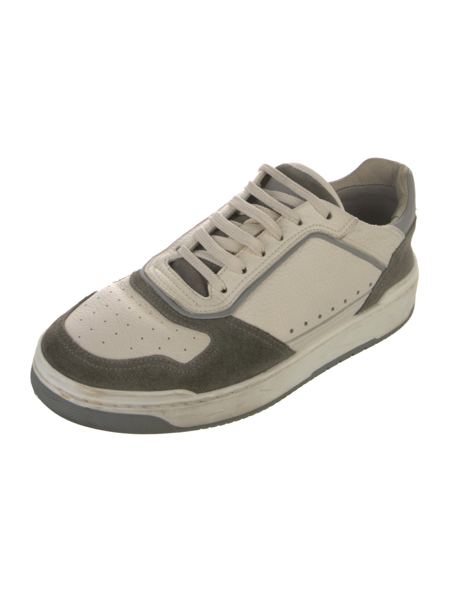 Brunello Cucinelli Leather Colorblock Pattern Sneakers