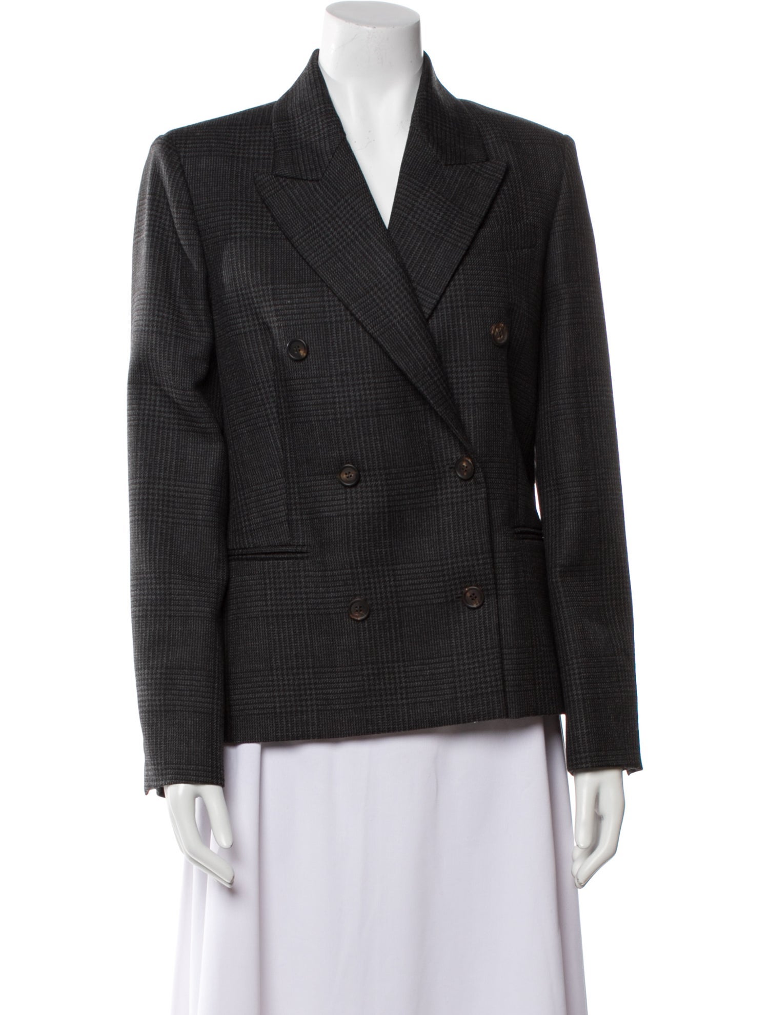 Brunello Cucinelli Virgin Wool Plaid Print Blazer