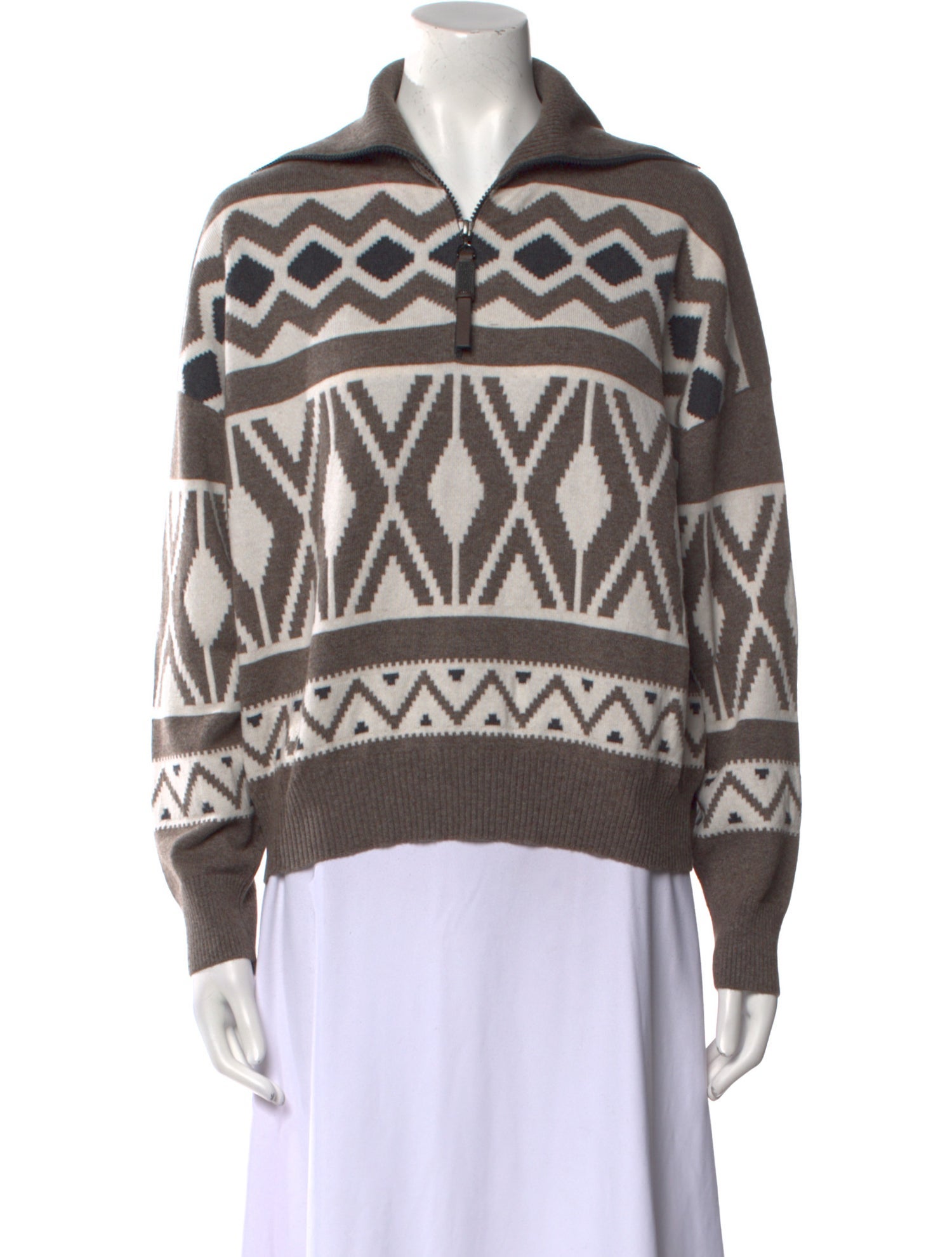 Brunello Cucinelli Virgin Wool Printed Sweater w/ Tags