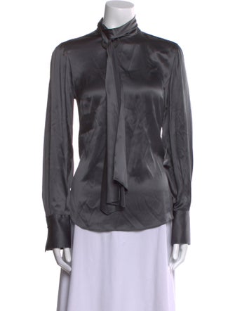 Brunello Cucinelli Silk Mock Neck Button-Up Top