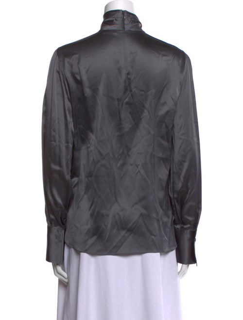 Brunello Cucinelli Silk Mock Neck Button-Up Top