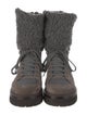 Brunello Cucinelli Suede Tweed Pattern Combat Boots