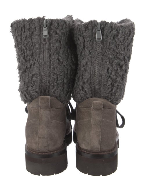 Brunello Cucinelli Suede Tweed Pattern Combat Boots