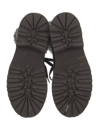 Brunello Cucinelli Suede Tweed Pattern Combat Boots