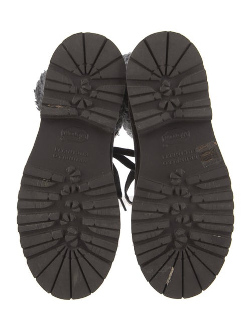 Brunello Cucinelli Suede Tweed Pattern Combat Boots