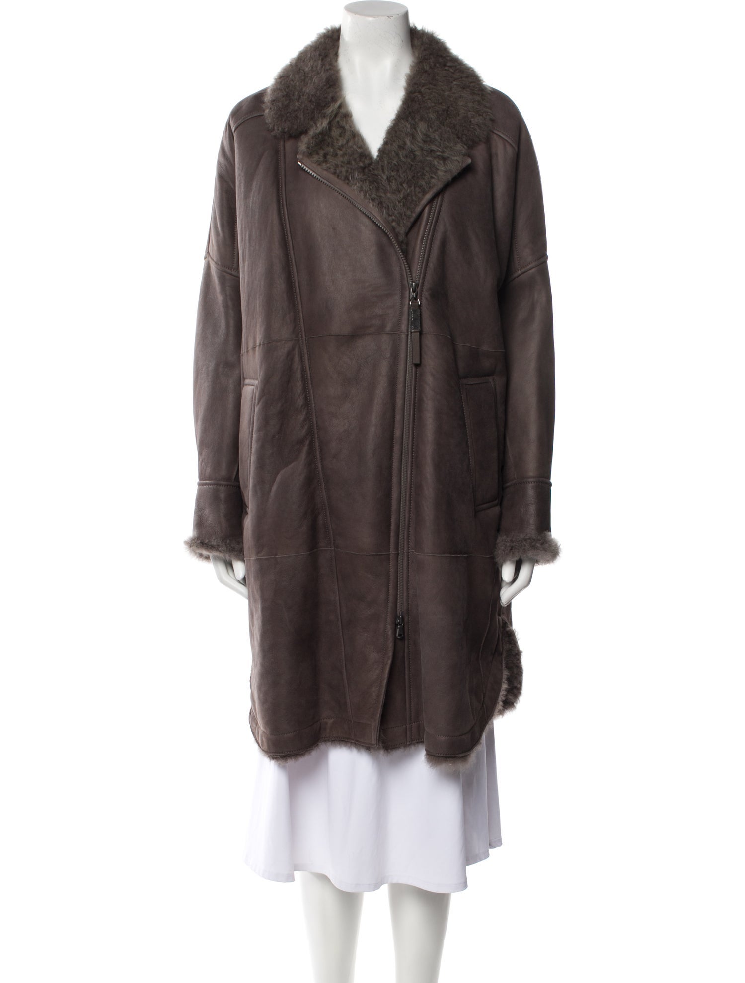 Brunello Cucinelli Leather Faux Fur Coat w/ Tags