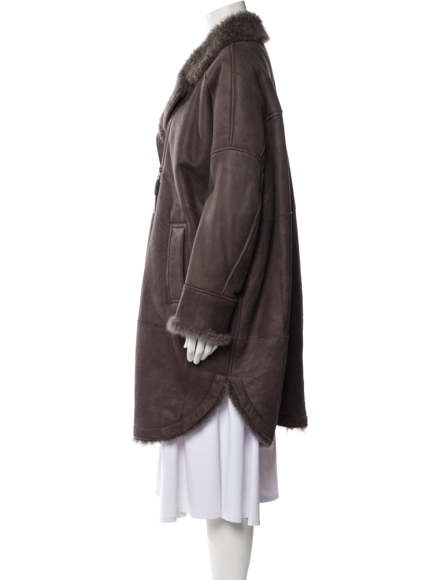 Brunello Cucinelli Leather Faux Fur Coat w/ Tags