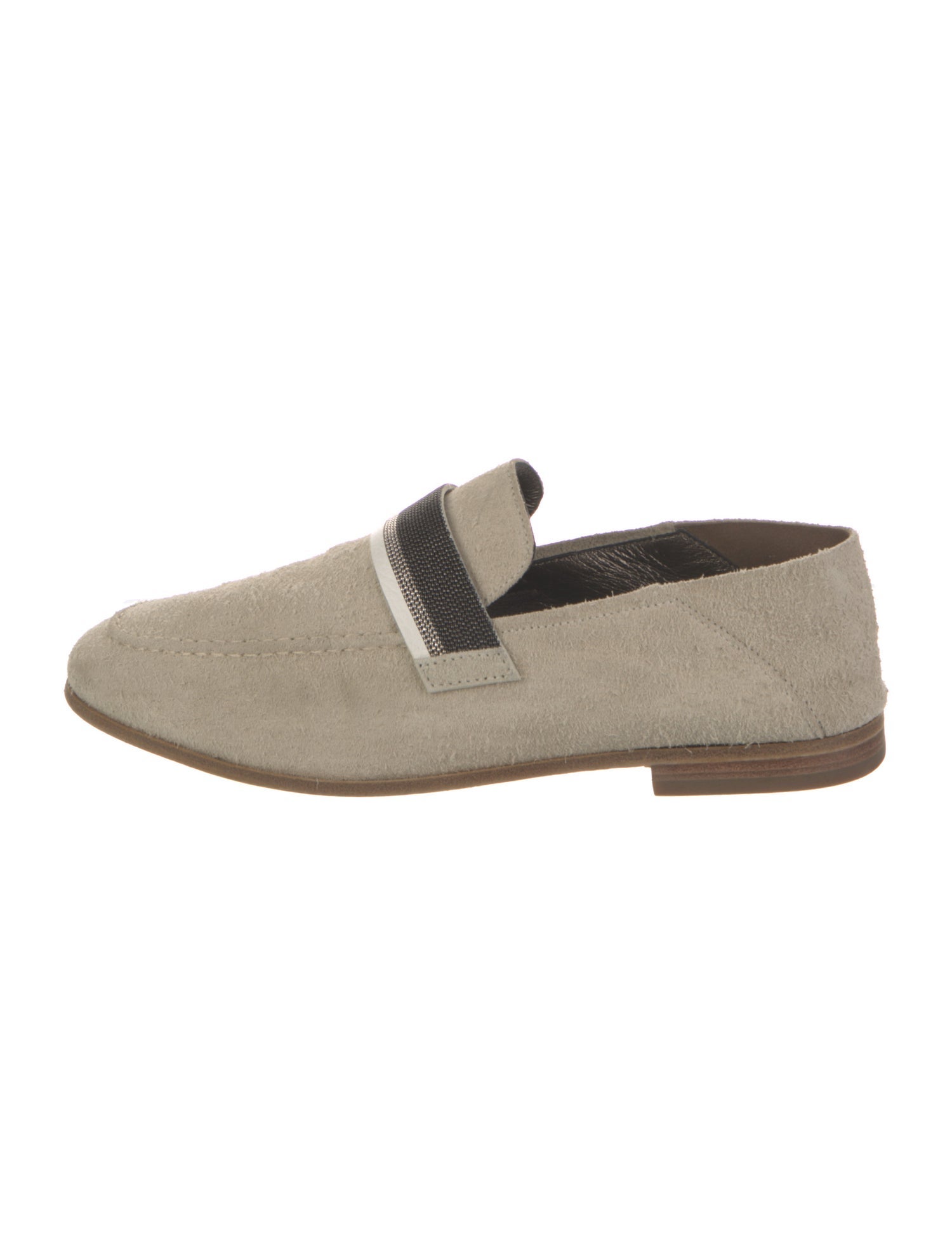 Brunello Cucinelli Suede Beaded Accents Loafers