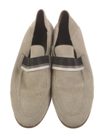 Brunello Cucinelli Suede Beaded Accents Loafers