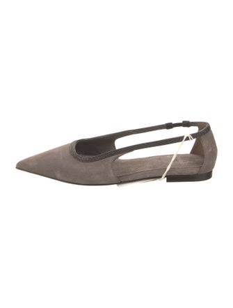 Brunello Cucinelli Suede Studded Accents Ballet Flats