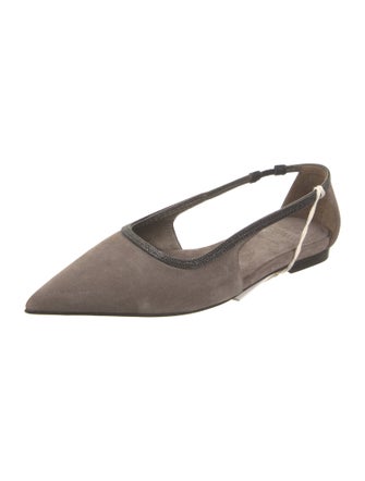 Brunello Cucinelli Suede Studded Accents Ballet Flats