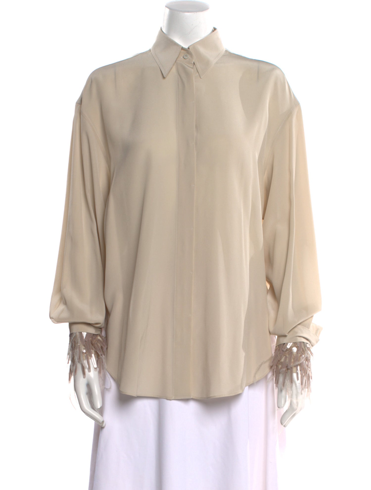 Brunello Cucinelli Silk Three-Quarter Sleeve Blouse