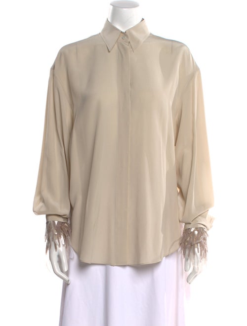 Brunello Cucinelli Silk Three-Quarter Sleeve Blouse