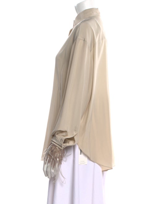 Brunello Cucinelli Silk Three-Quarter Sleeve Blouse