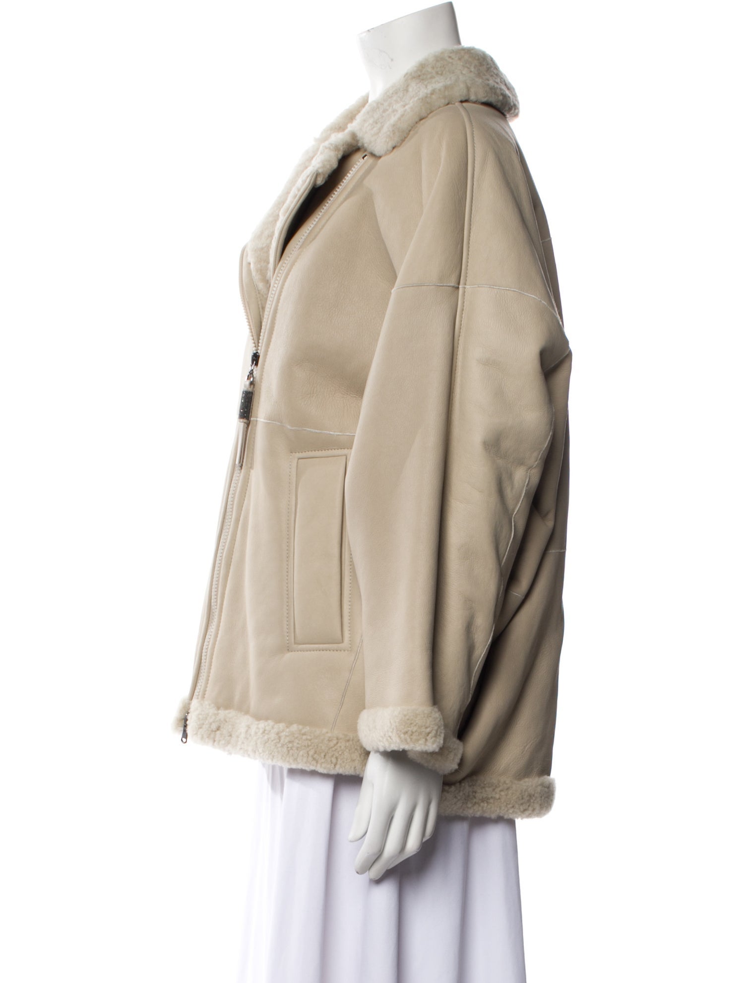 Brunello Cucinelli Lamb Leather Faux Fur Jacket