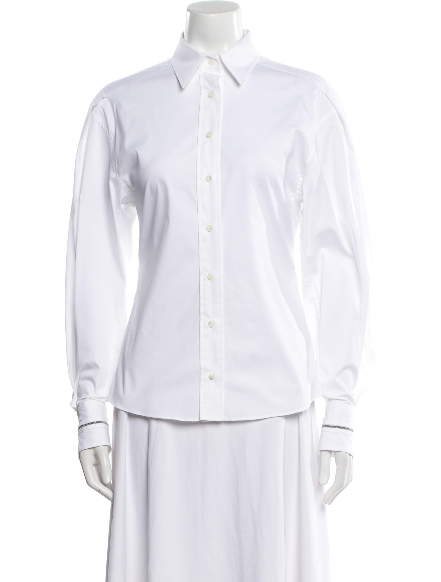Brunello Cucinelli Long Sleeve Button-Up Top