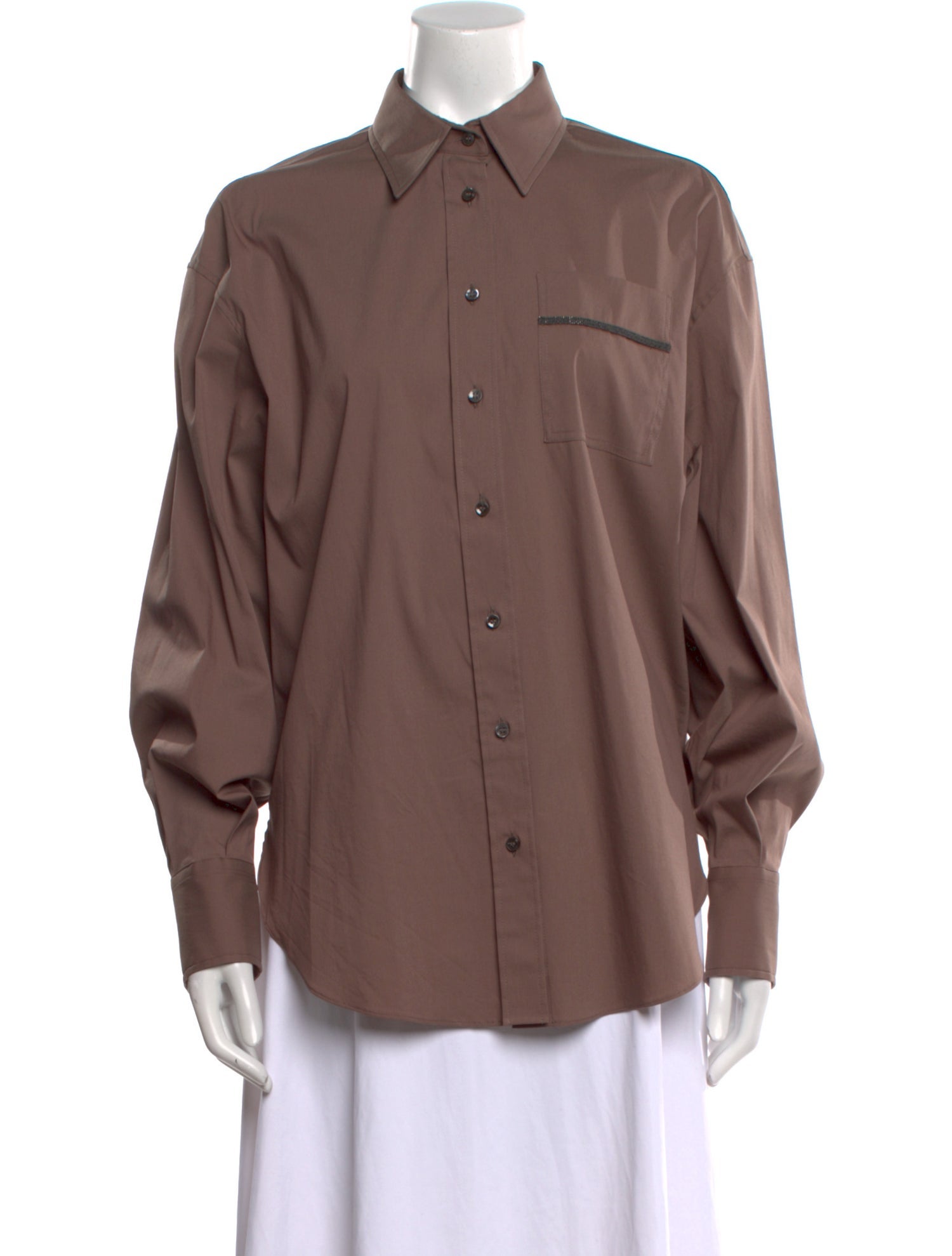 Brunello Cucinelli Long Sleeve Button-Up Top