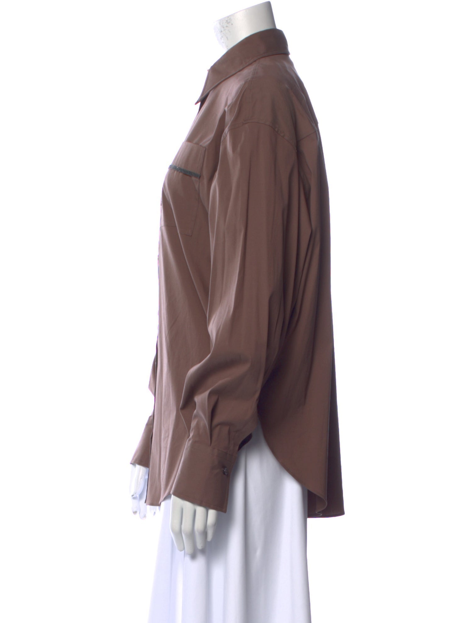 Brunello Cucinelli Long Sleeve Button-Up Top