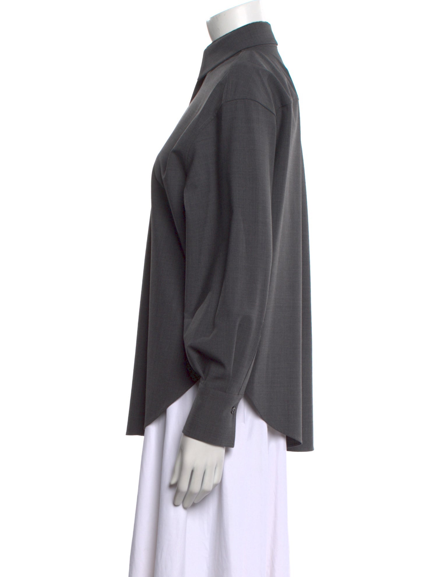 Brunello Cucinelli Virgin Wool Long Sleeve Button-Up Top w/ Tags