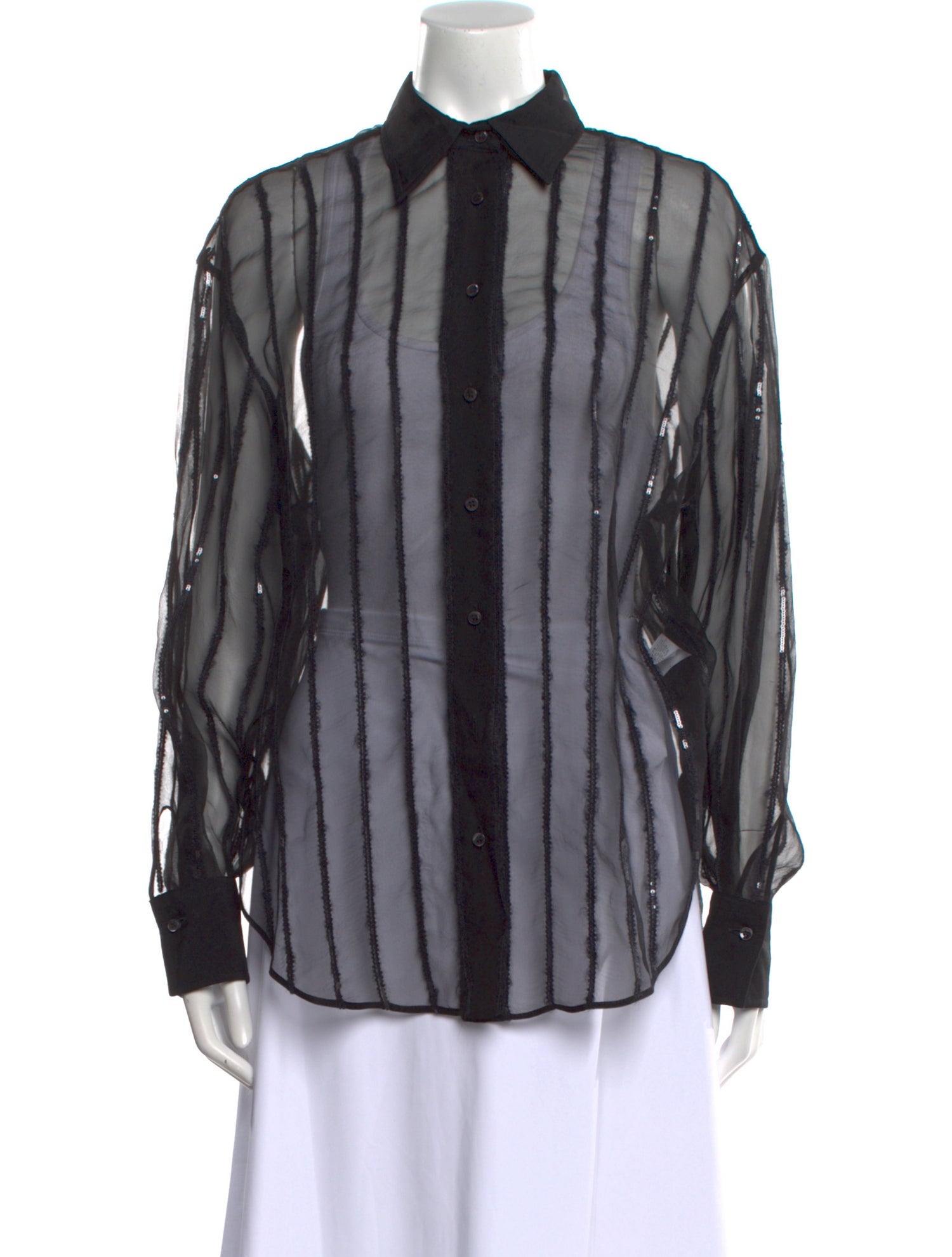 Brunello Cucinelli Silk Striped Button-Up Top w/ Tags