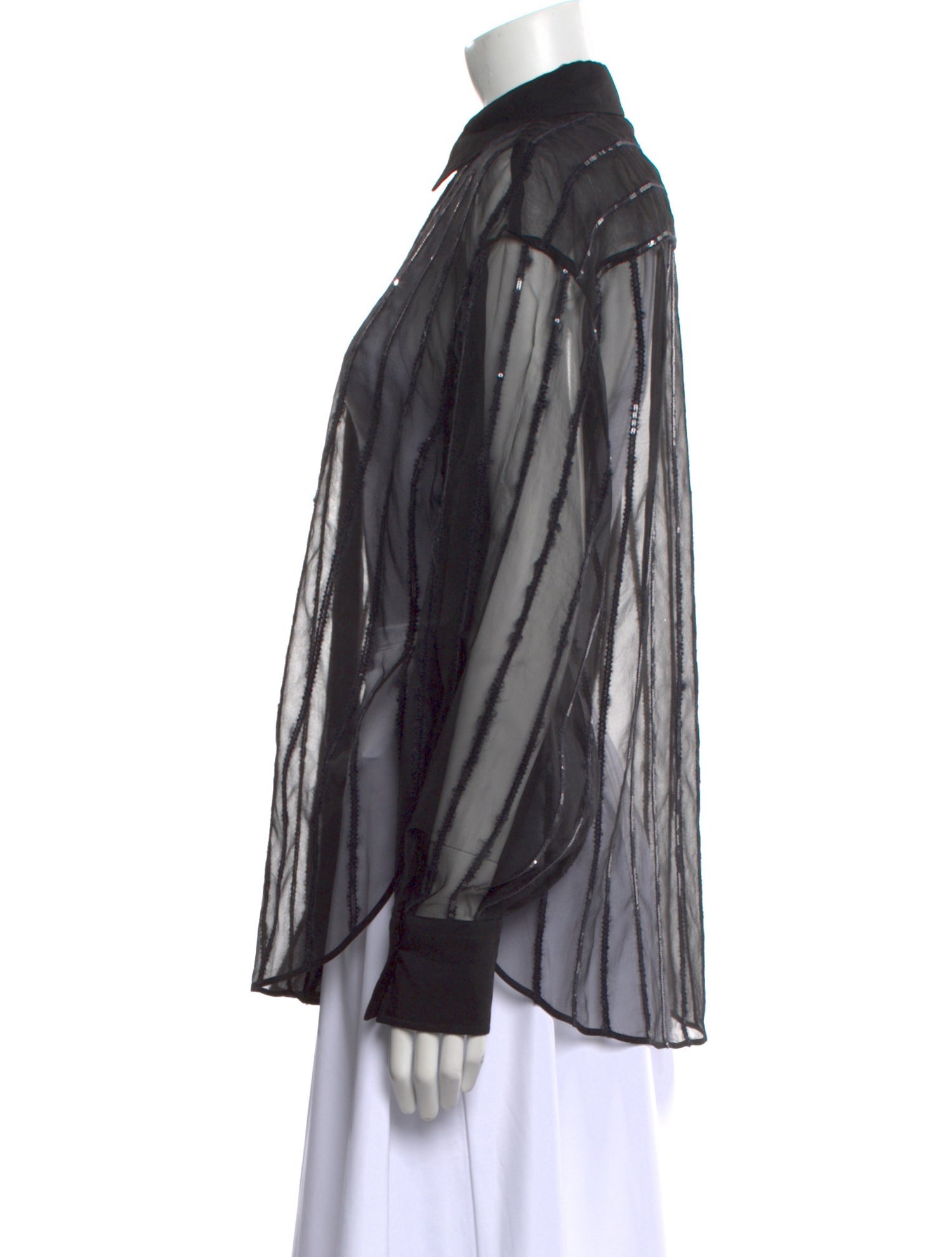 Brunello Cucinelli Silk Striped Button-Up Top w/ Tags