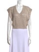 Brunello Cucinelli Linen V-Neck Crop Top