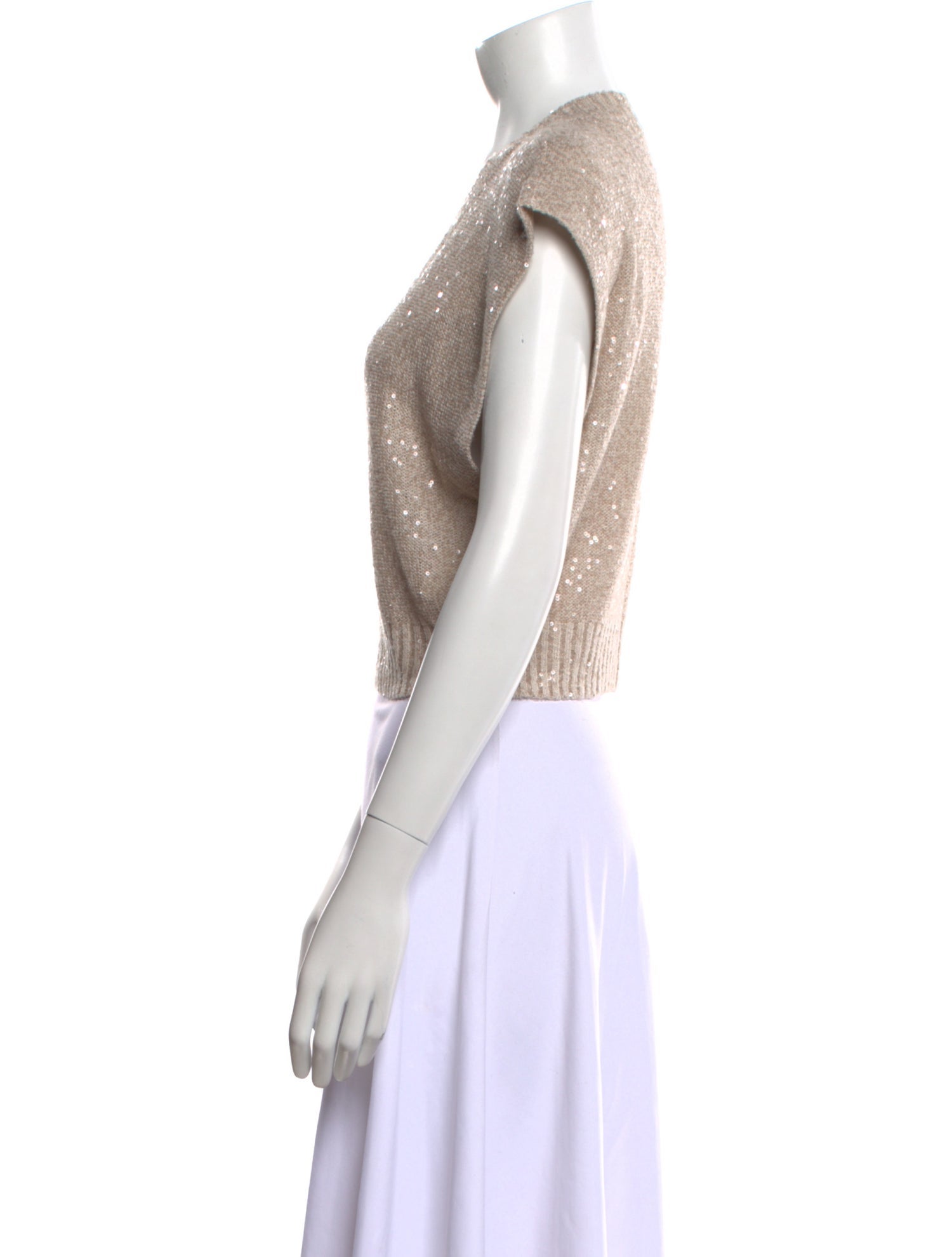 Brunello Cucinelli Linen V-Neck Crop Top