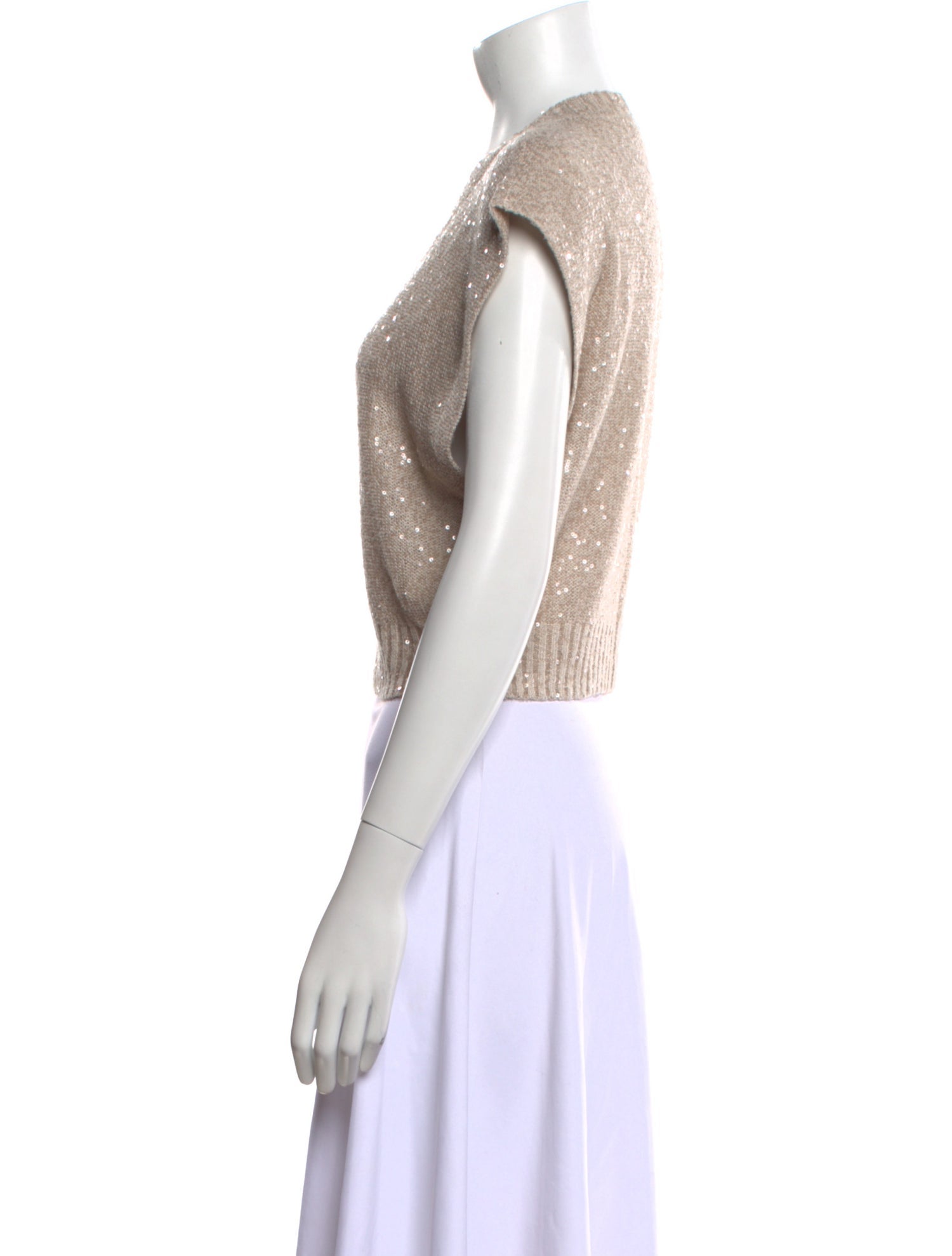 Brunello Cucinelli Linen V-Neck Crop Top