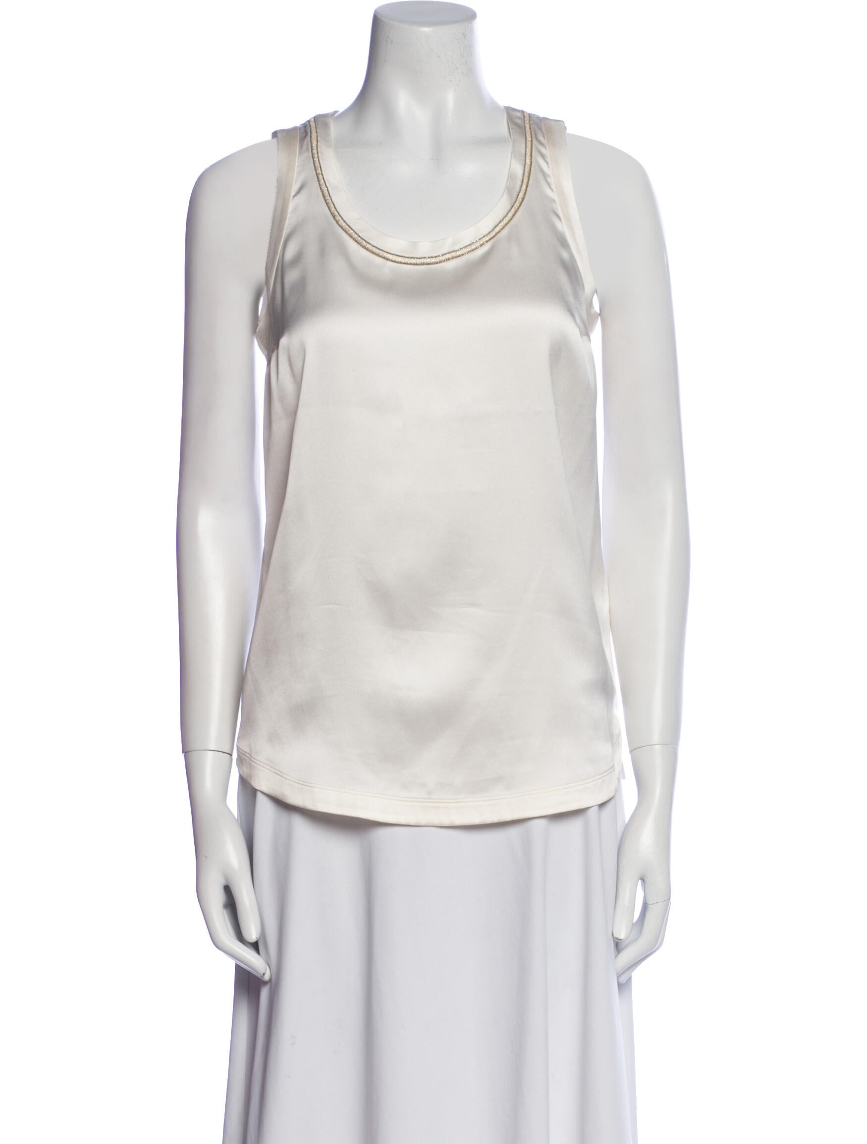 Brunello Cucinelli Silk Scoop Neck Top