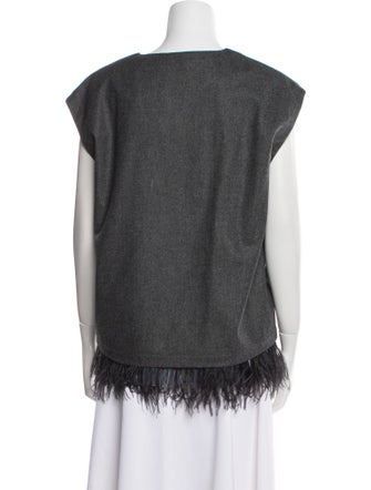 Brunello Cucinelli Virgin Wool V-Neck Blouse