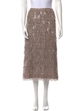 Brunello Cucinelli Silk Midi Length Skirt