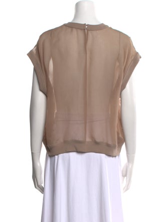 Brunello Cucinelli Silk Crew Neck Blouse