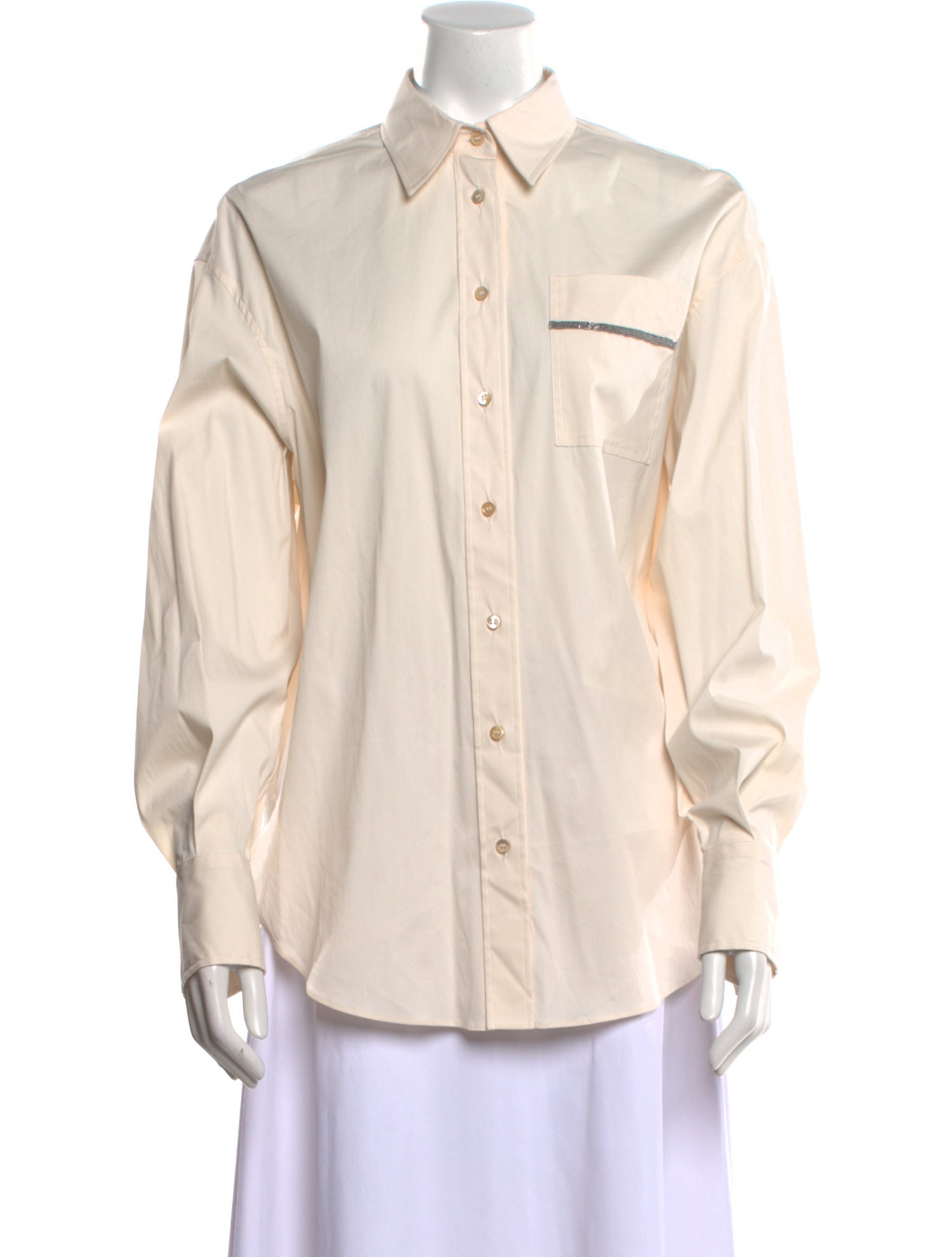 Brunello Cucinelli Long Sleeve Button-Up Top