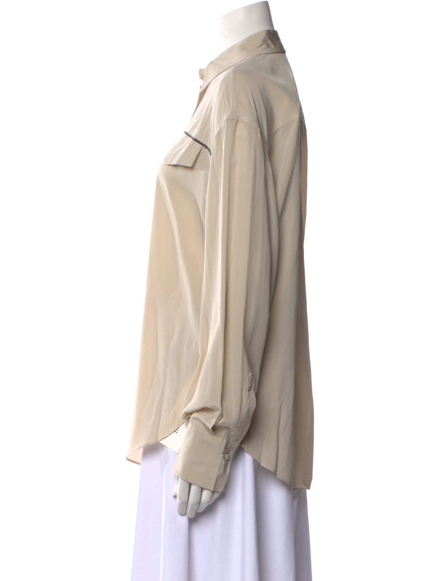 Brunello Cucinelli Silk Long Sleeve Button-Up Top w/ Tags