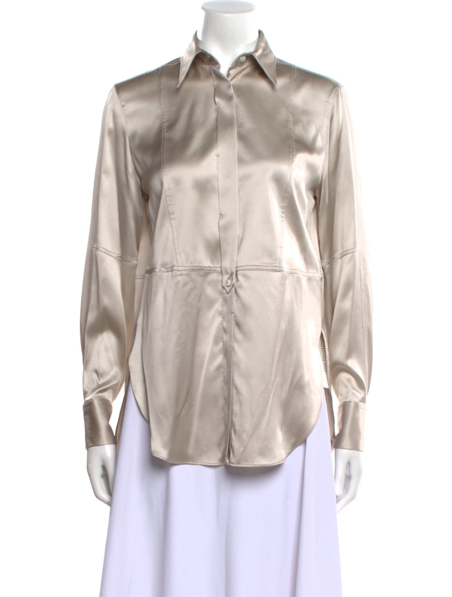 Brunello Cucinelli Silk Long Sleeve Button-Up Top w/ Tags