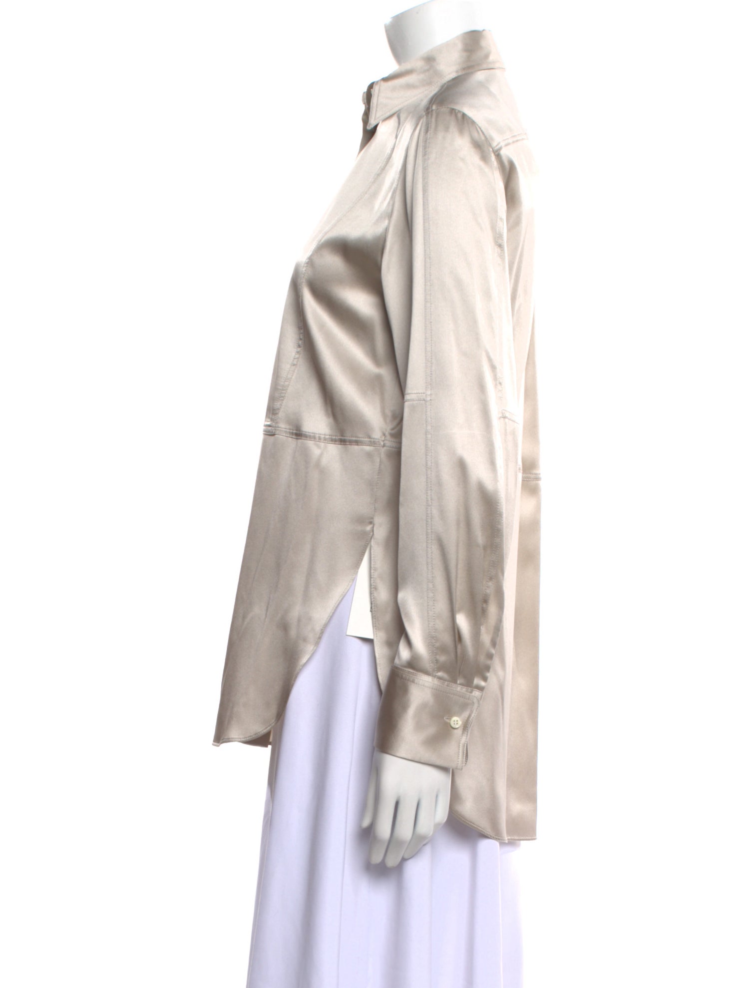 Brunello Cucinelli Silk Long Sleeve Button-Up Top w/ Tags