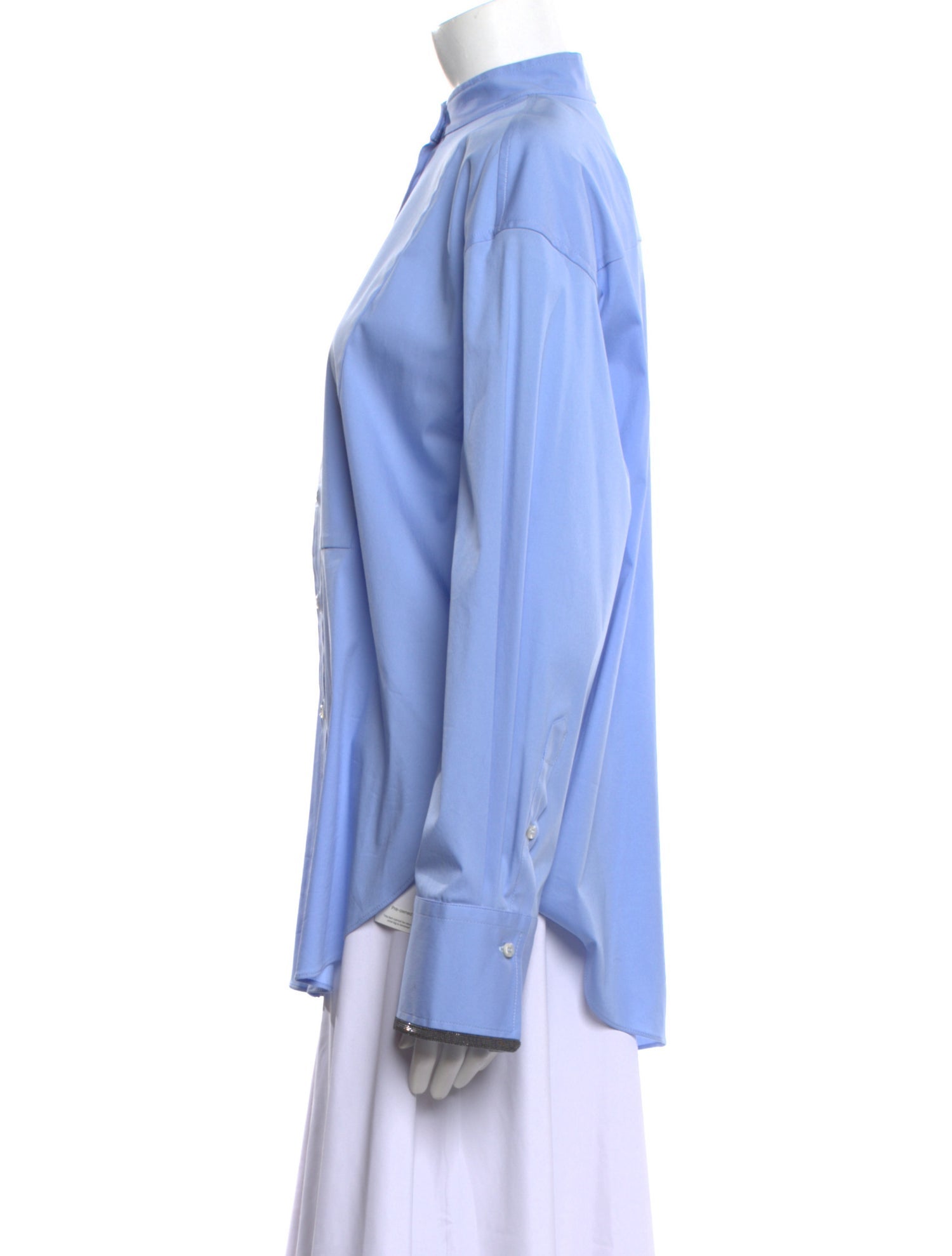 Brunello Cucinelli Mock Neck Long Sleeve Button-Up Top w/ Tags