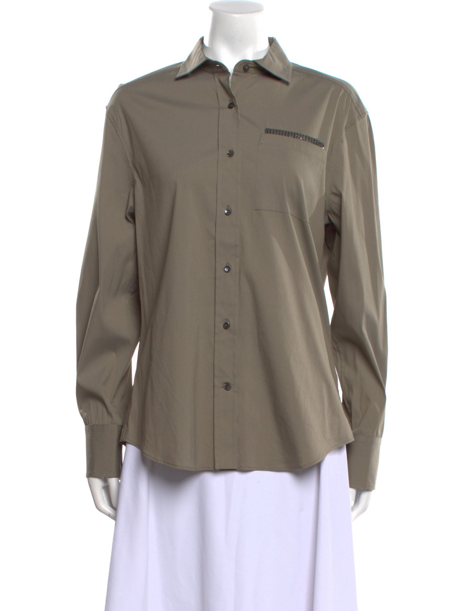 Brunello Cucinelli Long Sleeve Button-Up Top w/ Tags