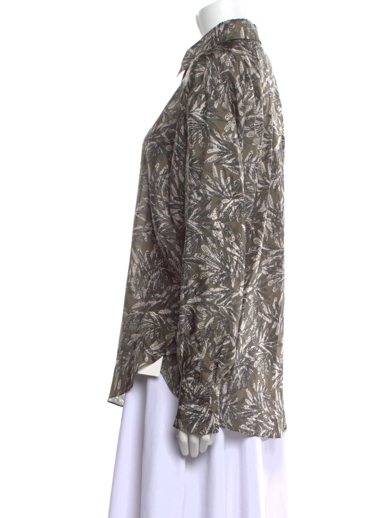 Brunello Cucinelli Silk Printed Button-Up Top w/ Tags