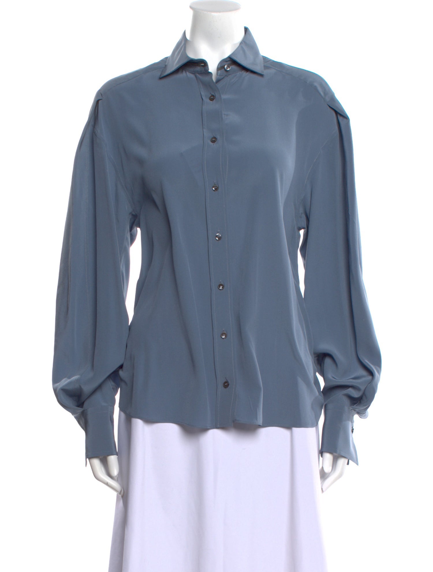 Brunello Cucinelli Silk Long Sleeve Button-Up Top w/ Tags