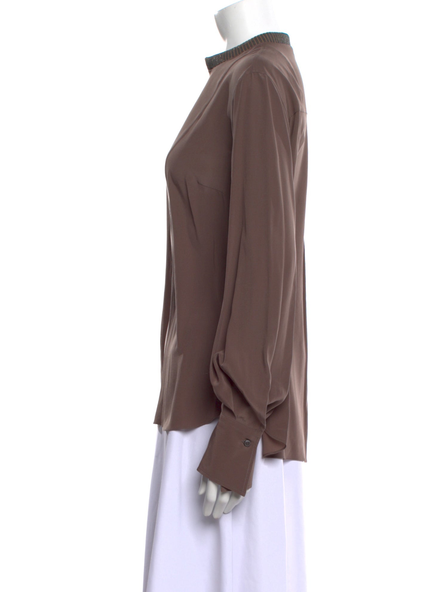 Brunello Cucinelli Silk Mock Neck Blouse w/ Tags