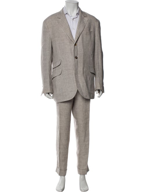 Brunello Cucinelli Linen Houndstooth Print Two-Piece Suit