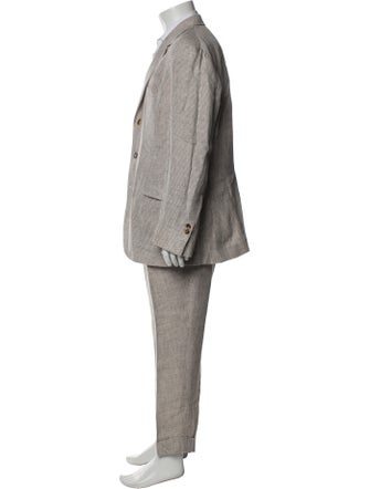 Brunello Cucinelli Linen Houndstooth Print Two-Piece Suit