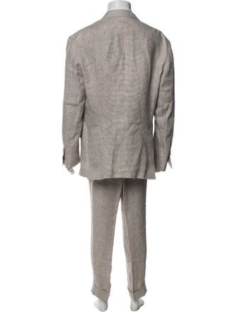 Brunello Cucinelli Linen Houndstooth Print Two-Piece Suit