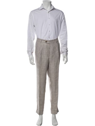 Brunello Cucinelli Linen Houndstooth Print Two-Piece Suit