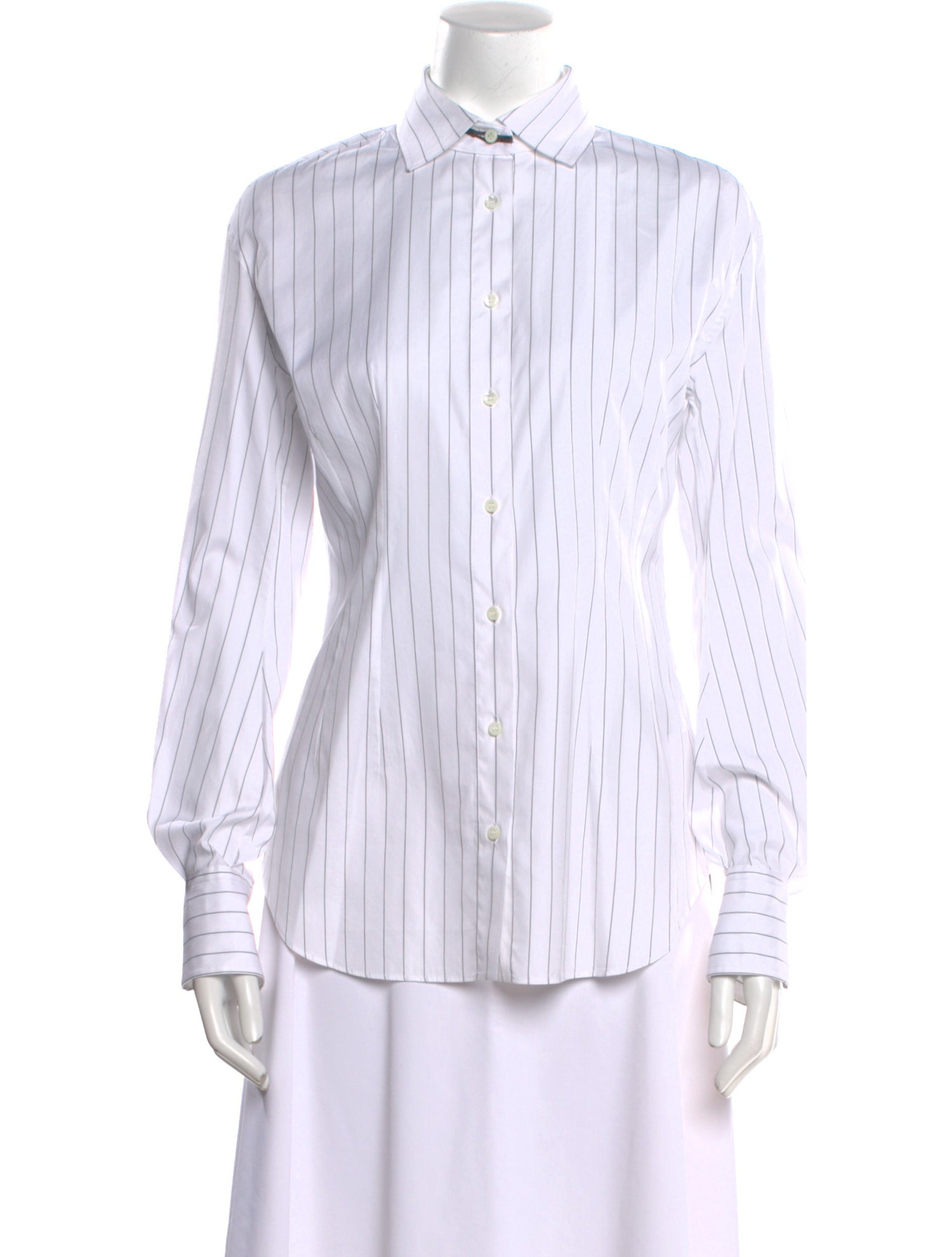 Brunello Cucinelli Striped Long Sleeve Button-Up Top w/ Tags